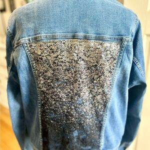 Reworked Seven7 Jean Jacket with Black and Gold Metallic Back Accents 2XL